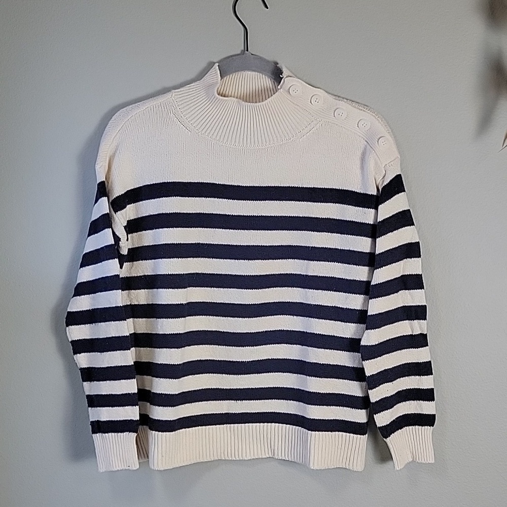 LOFT shoulder button striped sweater